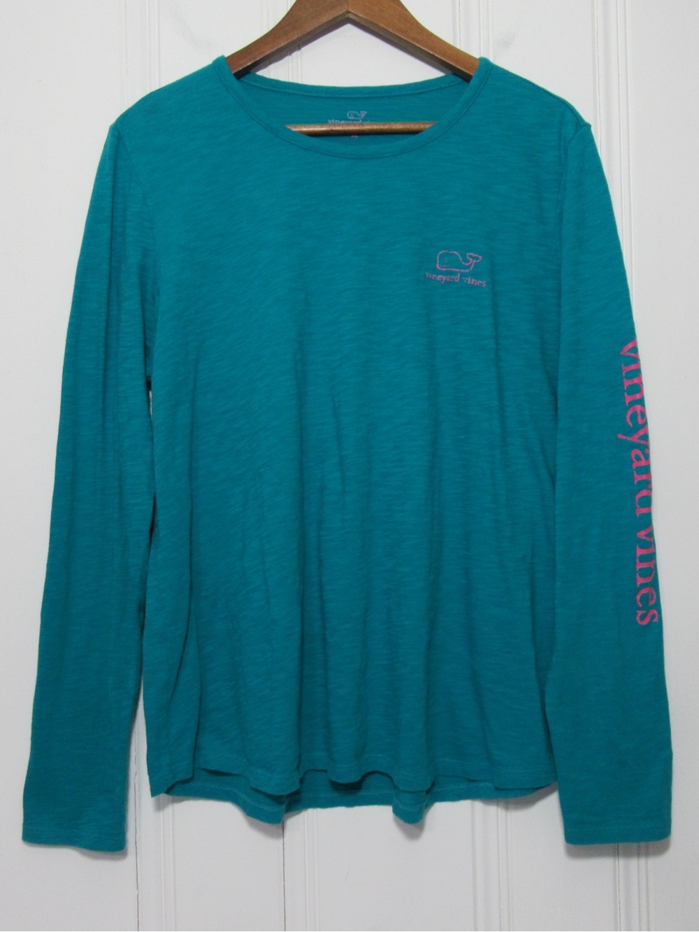 Vineyard Vines Teal Long Sleeve Crewneck Whale Tee Shirt Size XL